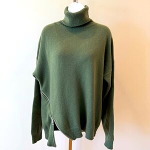 Tibi moss green cashmere sweater with zipper